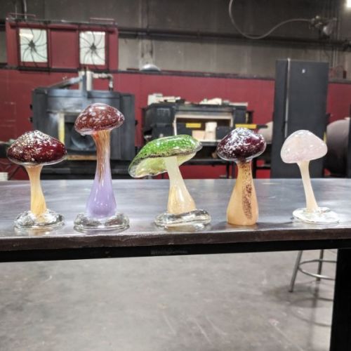 The Crucible Glass Blowing Glass Flowers and Mushrooms 3