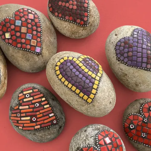 Mosaic Heart Rocks
