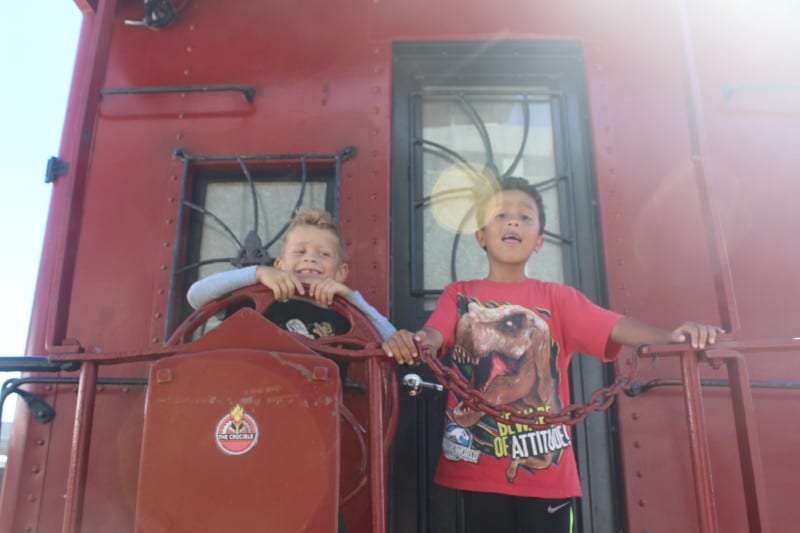 Fire and Water Open House_ August 2018_Cute kids on caboose_1110